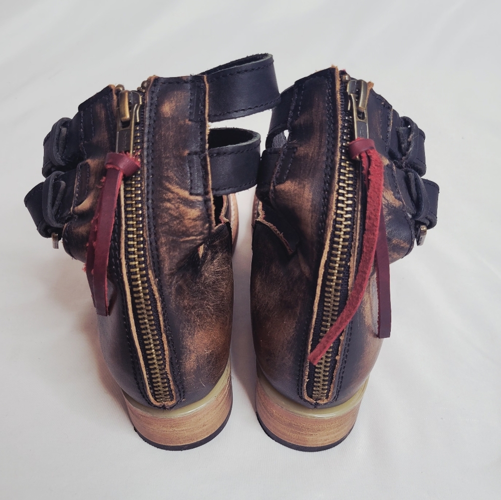 *SALE* Freebird by Steven Maribel Distressed Brown Leather Ankle Booties Moto 7 - Picture 7 of 13